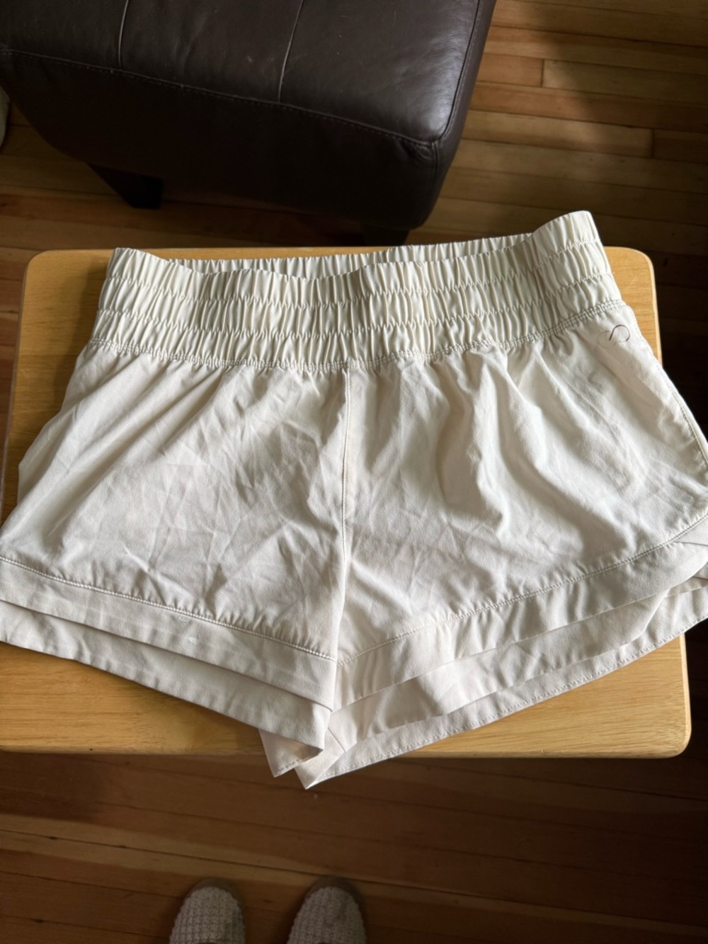 CALIA by Carrie Underwood White/Cream Athletic Layered-Hem Shorts size M